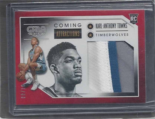 KARL ANTHONY TOWNS 2015-16 PANINI GALA COMING ATTRACTIONS RED JUMBO PATCH RC /10