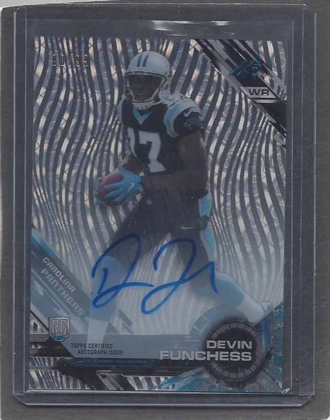 DEVIN FUNCHESS 2015 TOPPS HIGH TEK ON CARD PANTHERS DIFFRACTOR AUTO RC #D 98/99