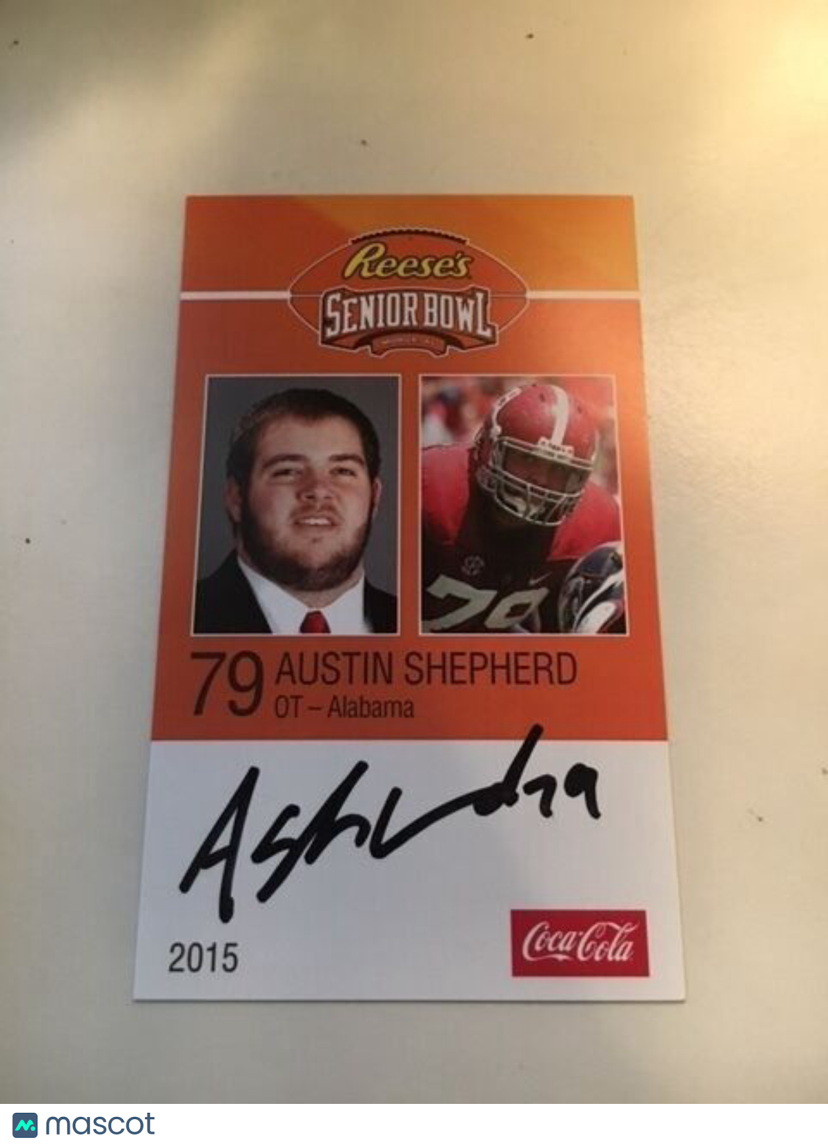 AUSTIN SHEPARD 2015 REESE'S SENIOR BOWL 3X5 ALABAMA AUTOGRAPHED CARD QTY
