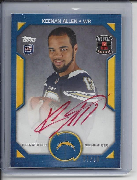 KEENAN ALLEN 2013 TOPPS ROOKIE PREMIERE PHOTO SHOOT RED INK ON CARD AUTO RC /10