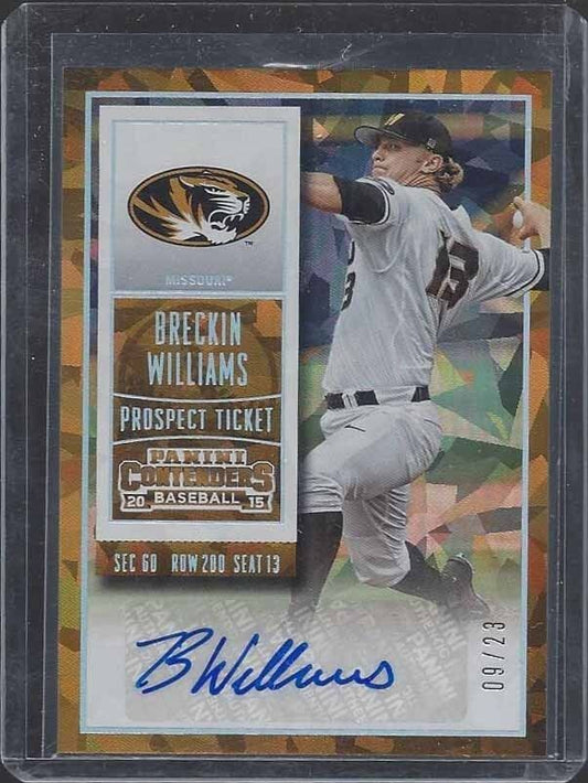 BRECKIN WILLIAMS 2015 CONTENDERS CRACKED ICE TICKET D-BACKS PROSPECT AUTO #D /23