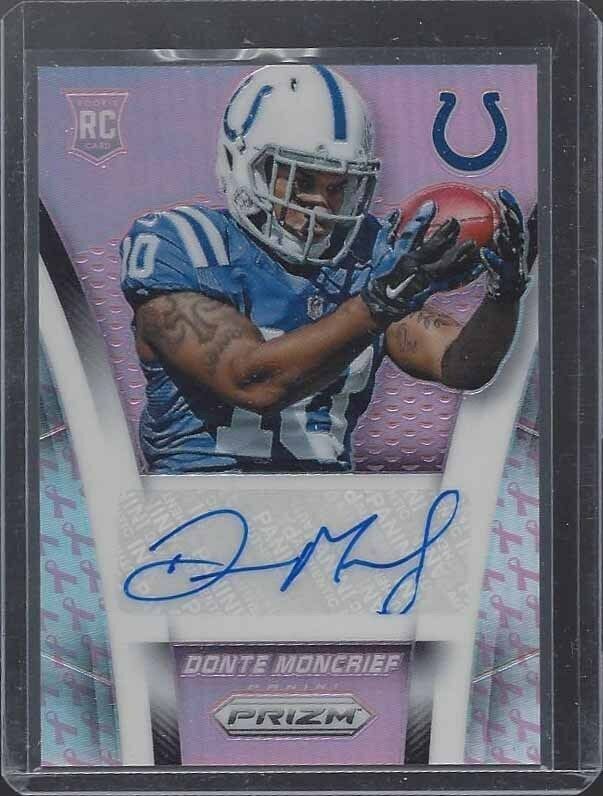 DONTE MONCRIEF 2014 PANINI PRIZM PINK RIBBON PRIZMS COLTS ROOKIE AUTO RC #D /150