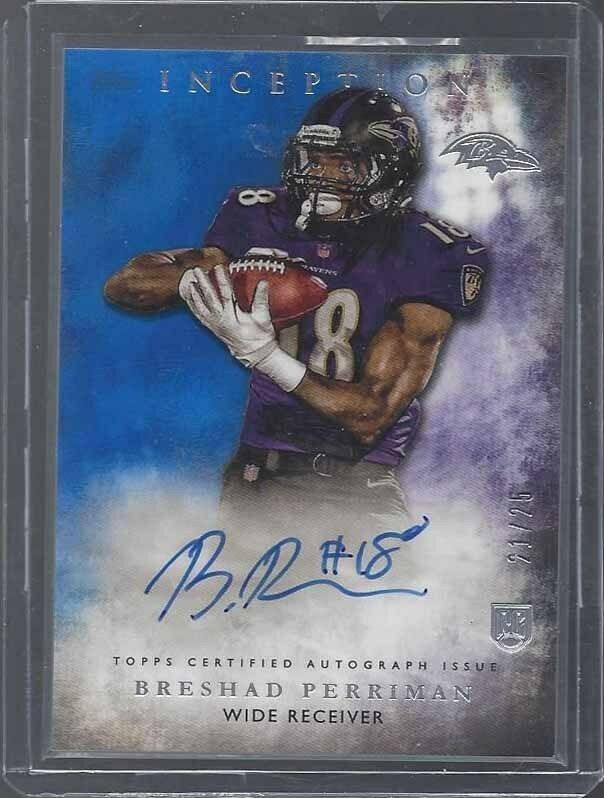 BRESHAD PERRIMAN 2015 TOPPS INCEPTION BLUE ON CARD ROOKIE AUTO RC #D 21/25