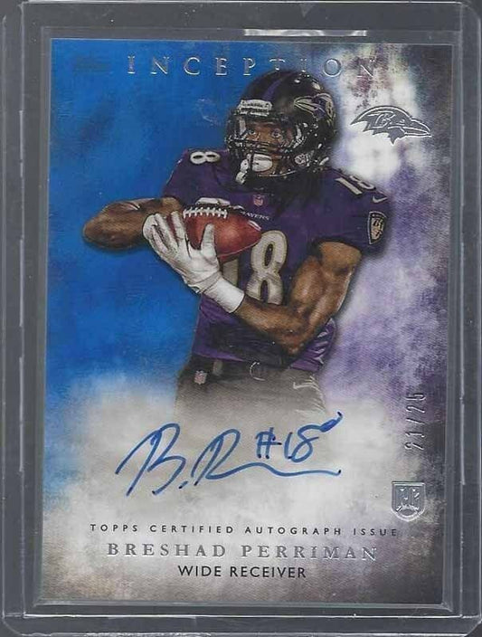 BRESHAD PERRIMAN 2015 TOPPS INCEPTION BLUE ON CARD ROOKIE AUTO RC #D 21/25