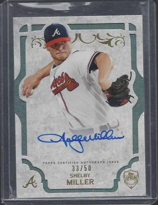 SHELBY MILLER 2015 TOPPS TRIBUTE GREEN ON CARD AUTO #D 33/50