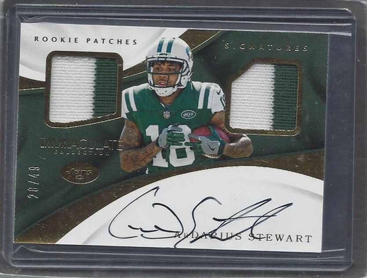 ARDARIUS STEWART 2017 PANINI IMMACULATE COLLECTION 2 CLR DUAL PATCH AUTO RC /49