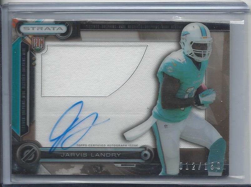 JARVIS LANDRY 2014 TOPPS STRATA CLEAR CUT BRONZE JUMBO JERSEY AUTO RC #D 12/150