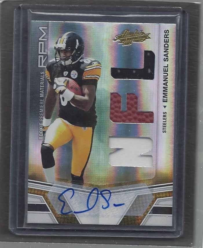 EMMANUEL SANDERS 2010 ABSOLUTE RPM STEELERS ROOKIE BALL JERSEY AUTO RC #D 47/299
