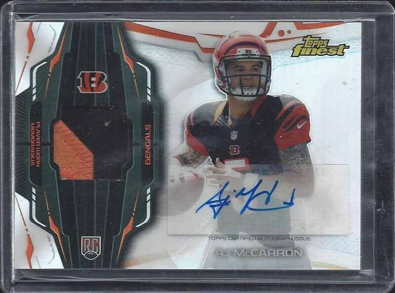 A.J. MCCARRON 2014 FINEST RPA BENGALS ROOKIE REFRACTOR PATCH AUTO RC