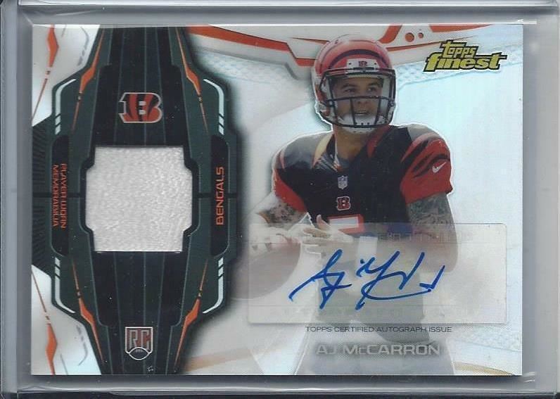A.J. MCCARRON 2014 FINEST RPA BENGALS ROOKIE REFRACTOR PATCH AUTO RC