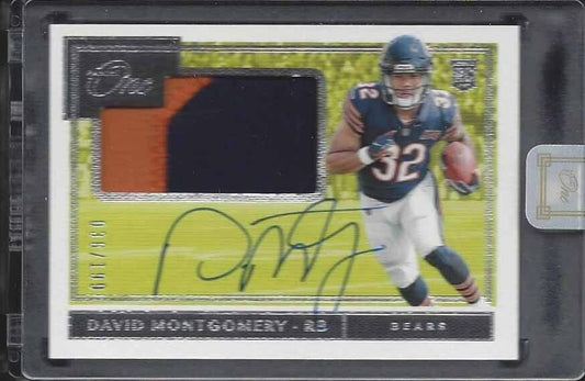 DAVID MONTGOMERY 2019 PANINI ONE RPA 2 COLOR ROOKIE PATCH ON CARD AUTO RC /199