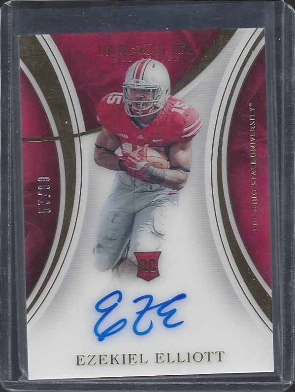 EZEKIEL ELLIOTT 2016 IMMACULATE COWBOYS OHIO STATE ON CARD ROOKIE AUTO RC #D /99