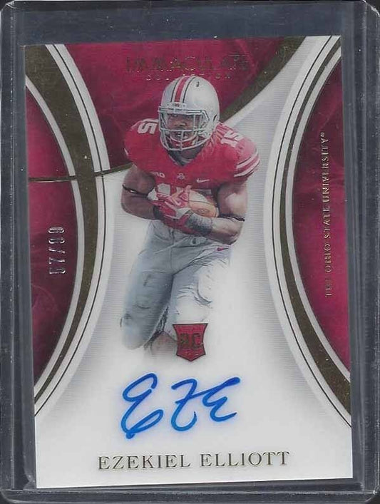 EZEKIEL ELLIOTT 2016 IMMACULATE COWBOYS OHIO STATE ON CARD ROOKIE AUTO RC #D /99