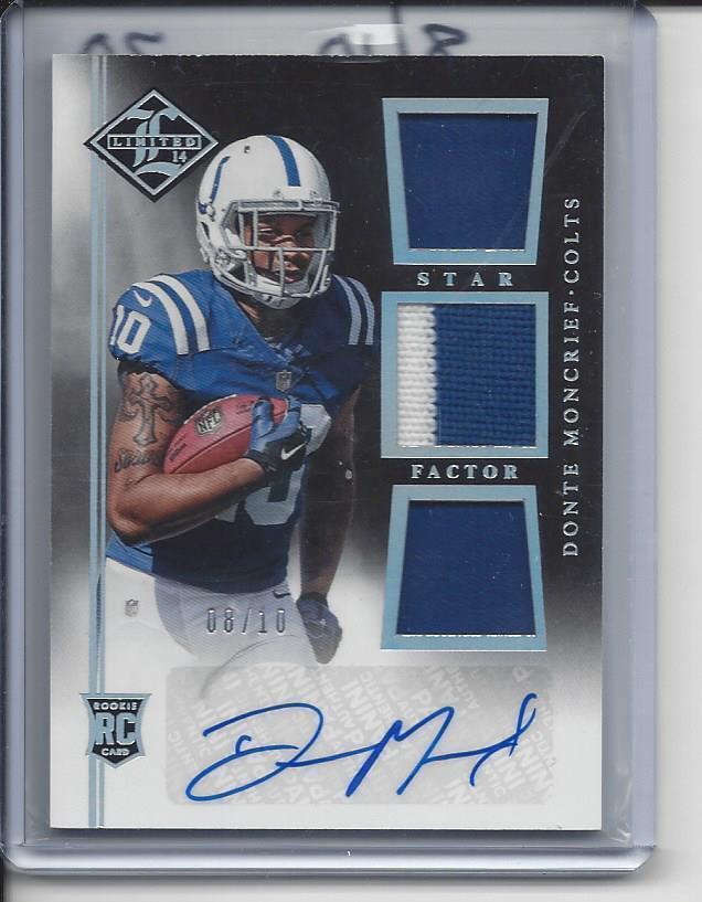 DONTE MONCRIEF 2014 LIMITED STAR FACTOR SILVER TRIPLE ROOKIE PATCH AUTO RC /10