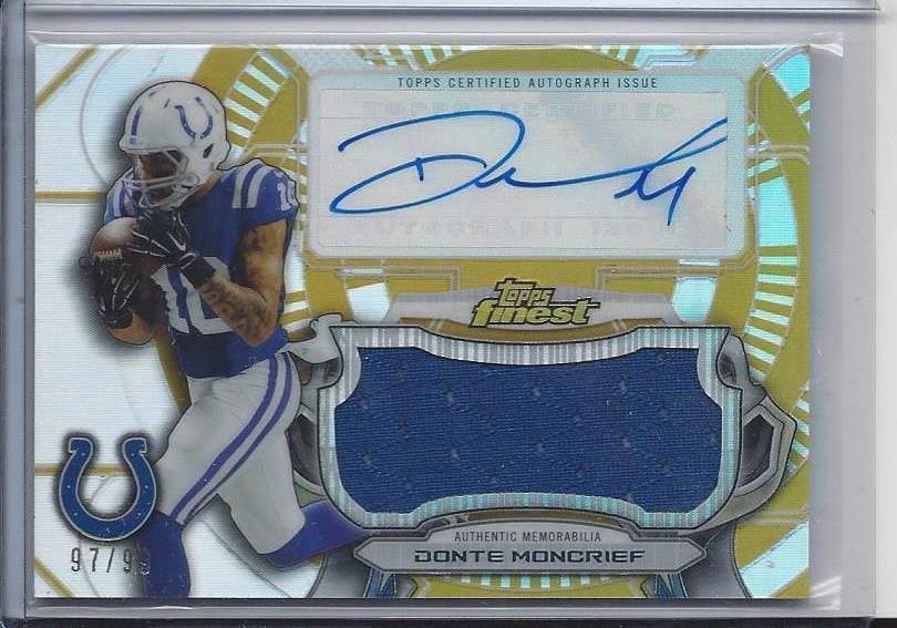 DONTE MONCRIEF 2015 TOPPS FINEST GOLD REFRACTOR JUMBO JERSEY AUTO #D 97/99