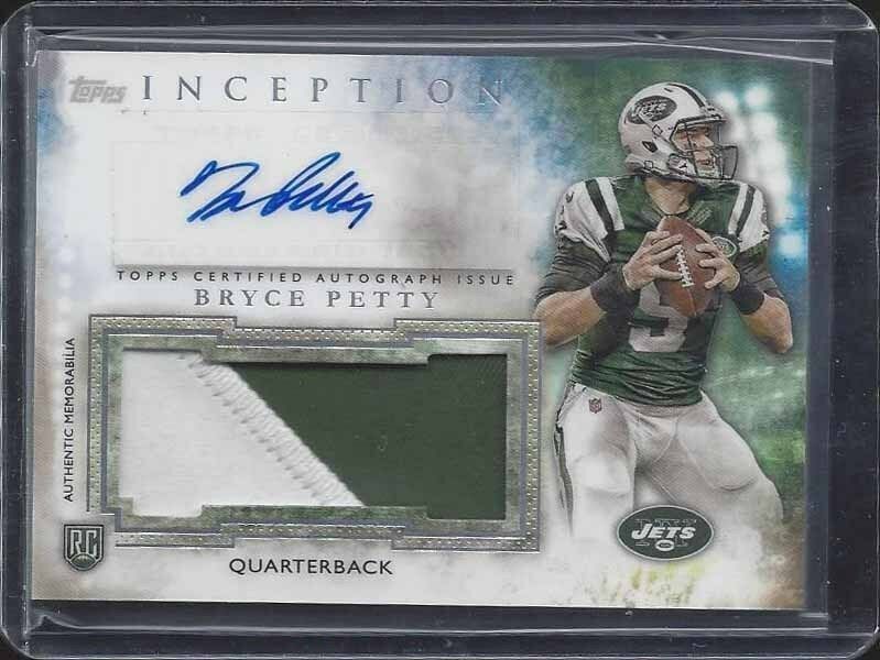 BRYCE PETTY 2015 TOPPS INCEPTION RPA 2 COLOR JETS ROOKIE PATCH AUTO RC