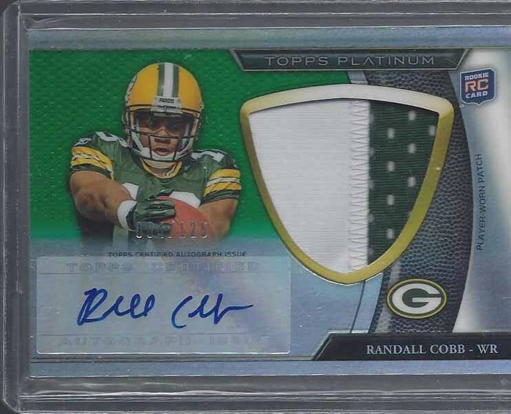 RANDALL COBB 2011 TOPPS PLATINUM GREEN REFRACTOR JUMBO ROOKIE PATCH AUTO RC /125