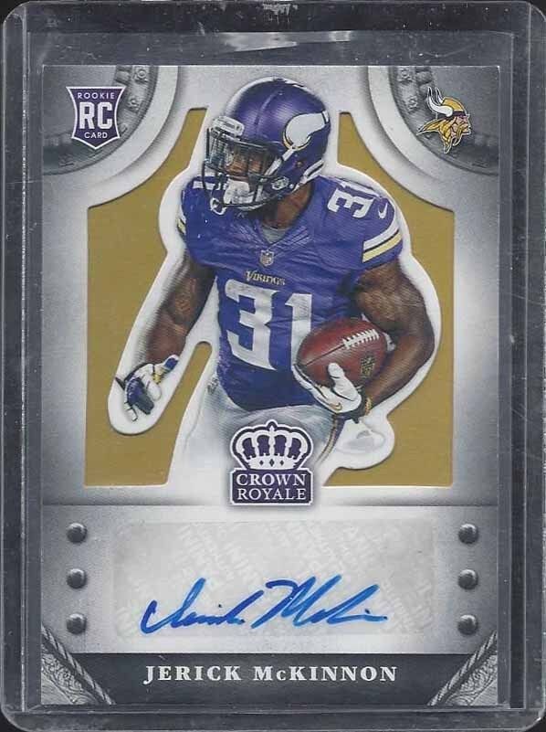 JERICK MCKINNON 2014 CROWN ROYALE VIKINGS GOLD ROOKIE AUTO RC #D 35/49