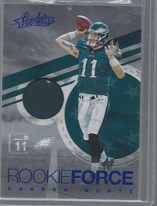 CARSON WENTZ 2016 ABSOLUTE ROOKIE FORCE BLUE ROOKIE JERSEY RC #5