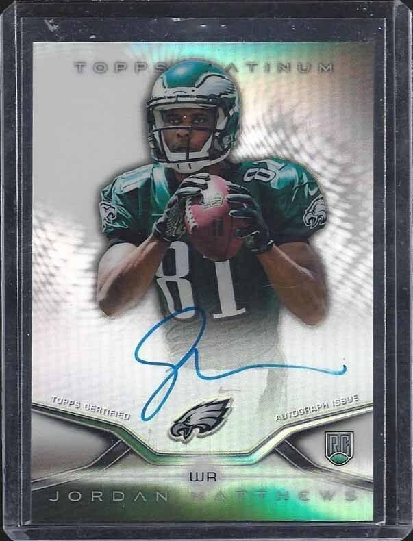 JORDAN MATTHEWS 2014 TOPPS PLATINUM REFRACTOR EAGLES ON CARD ROOKIE AUTO RC #12