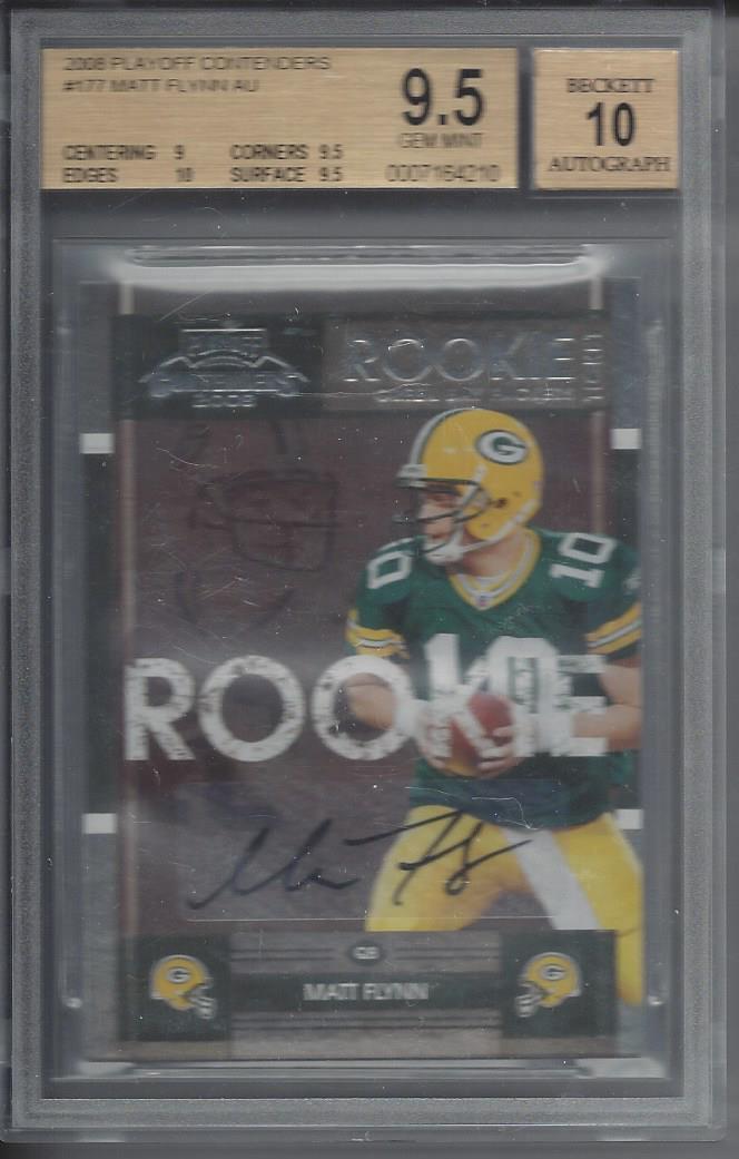 MATT FLYNN 2008 PLAYOFF CONTENDERS ROOKIE TICKET TRUE RC AUTO #177 BGS 9.5 10 AU