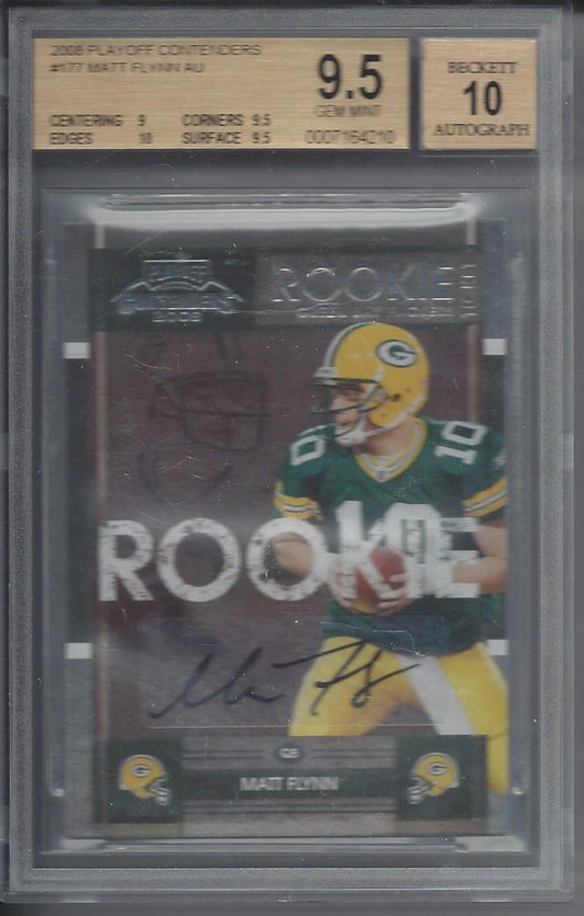 MATT FLYNN 2008 PLAYOFF CONTENDERS ROOKIE TICKET TRUE RC AUTO #177 BGS 9.5 10 AU