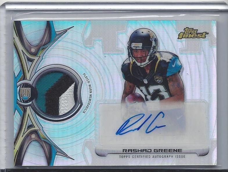 RASHAD GREENE 2015 TOPPS FINEST RPA JAGUARS REFRACTOR ROOKIE PATCH AUTO RC
