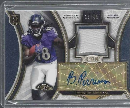 BRESHAD PERRIMAN 2015 TOPPS SUPREME BLUE RPA ROOKIE PATCH AUTO RC #D 13/45