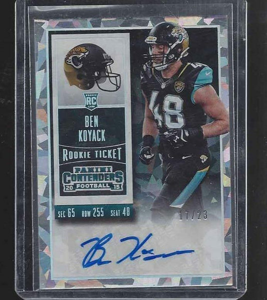 BEN KOYACK 2015 CONTENDERS CRACKED ICE JAGUARS ROOKIE AUTO RC #D 17/23