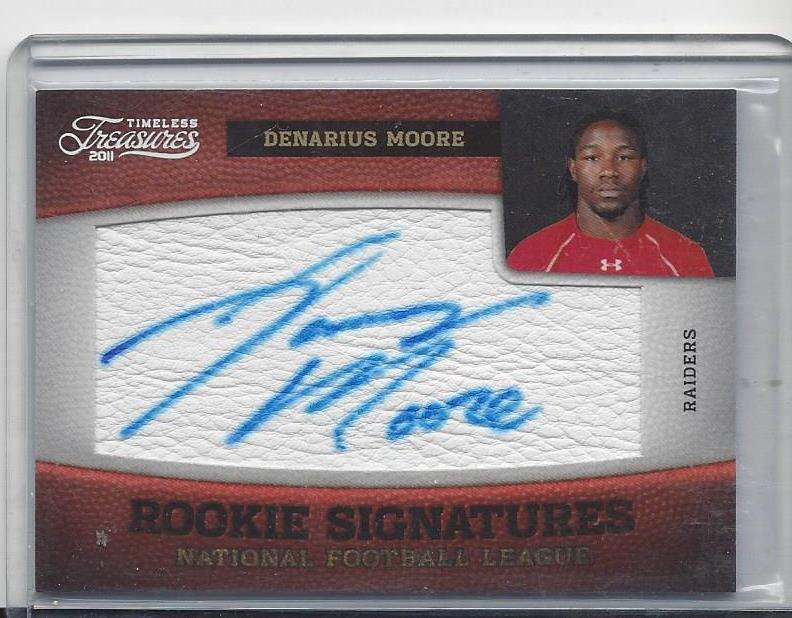 DENARIUS MOORE 2011 TIMELESS TREASURES PLATINUM ROOKIE ON CARD AUTO RC #D 3/25
