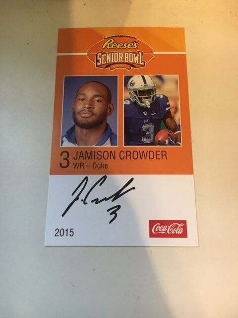 JAMISON CROWDER 2015 REESE'S SENIOR BOWL 3X5 DUKE AUTOGRAPHED CARD QTY