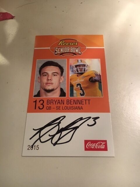 BRYAN BENNETT 2015 REESE'S SENIOR BOWL 3X5 SE LOUSIANA AUTOGRAPHED CARD QTY