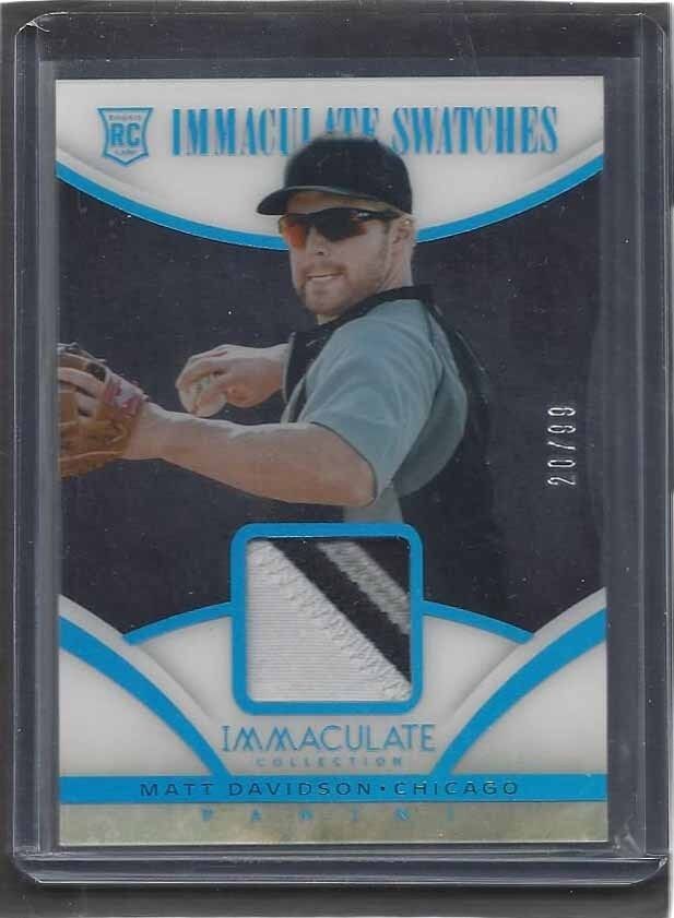 MATT DAVIDSON 2014 IMMACULATE SWATCHES 3 COLOR WHITE SOX ROOKIE PATCH RC #D /99