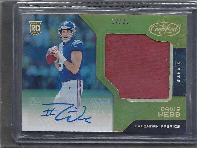 DAVIS WEBB 2017 CERTIFIED FRESHMAN FABRIC GOLD RPA GIANTS PATCH AUTO RC #D 12/25