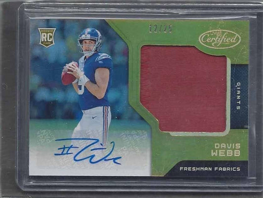 DAVIS WEBB 2017 CERTIFIED FRESHMAN FABRIC GOLD RPA GIANTS PATCH AUTO RC #D 12/25