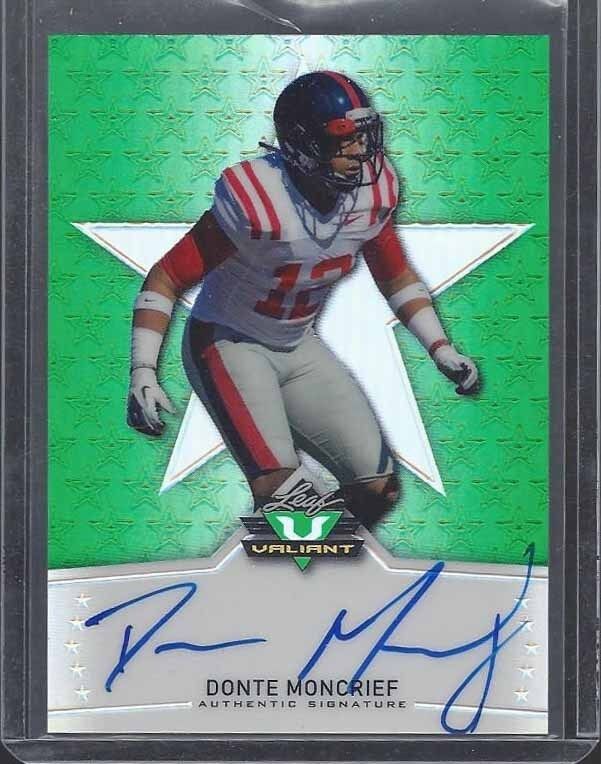 DONTE MONCRIEF 2014 LEAF VALIANT GREEN PRISMATIC ON CARD OLE MISS ROOKIE AUTO RC
