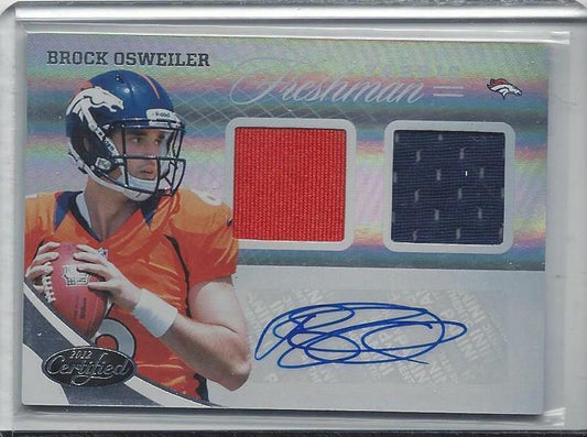 BROCK OSWEILER 2012 CERTIFIED FRESHMAN FABRIC DUAL JERSEY AUTO RC #D /399