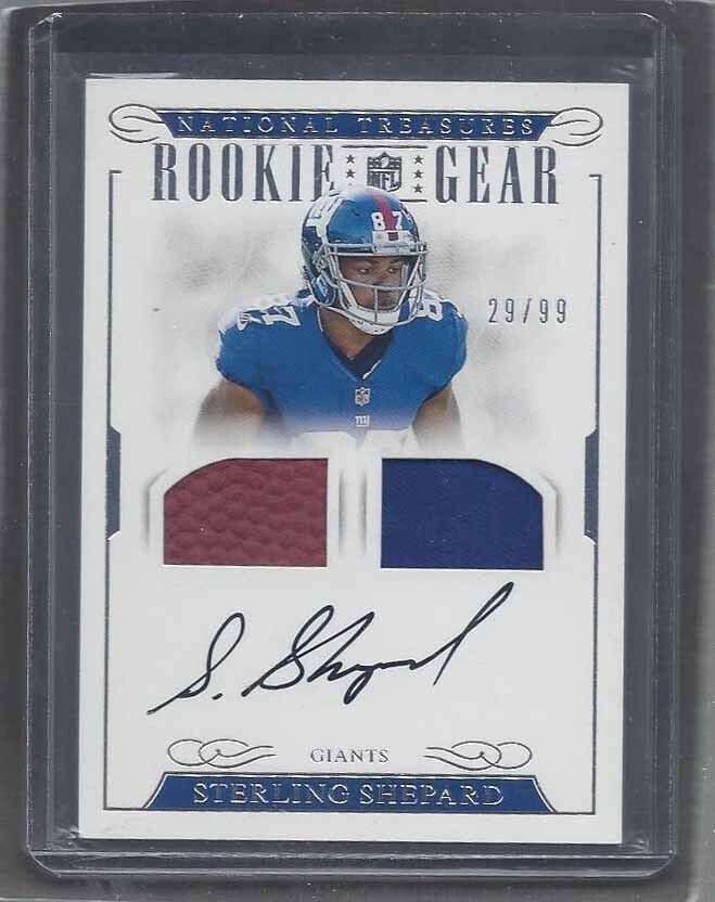 STERLING SHEPARD 2016 NATIONAL TREASURES ROOKIE GEAR JERSEY BALL AUTO RC 99/99