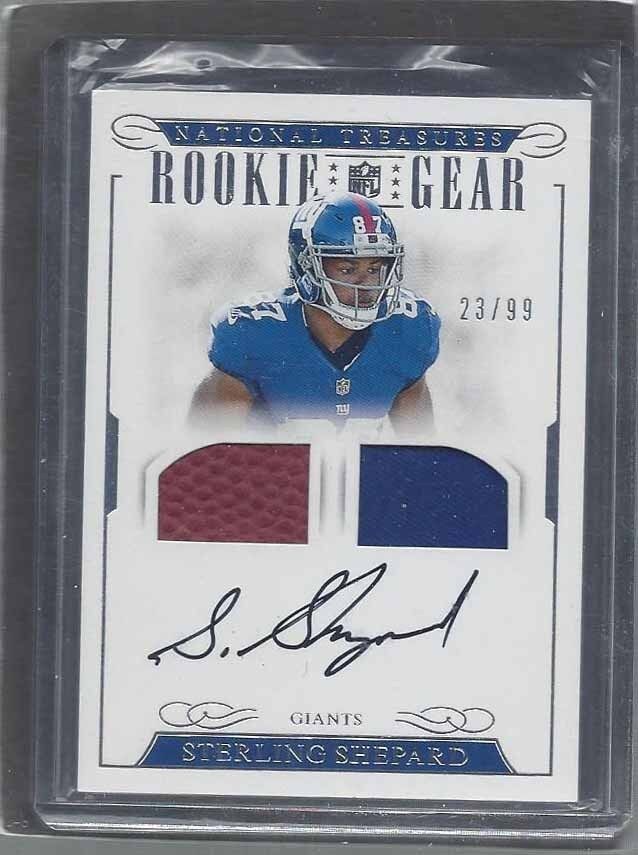 STERLING SHEPARD 2016 NATIONAL TREASURES ROOKIE GEAR JERSEY BALL AUTO RC 99/99