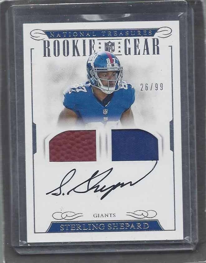 STERLING SHEPARD 2016 NATIONAL TREASURES ROOKIE GEAR JERSEY BALL AUTO RC 99/99