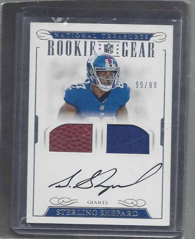 STERLING SHEPARD 2016 NATIONAL TREASURES ROOKIE GEAR JERSEY BALL AUTO RC 99/99