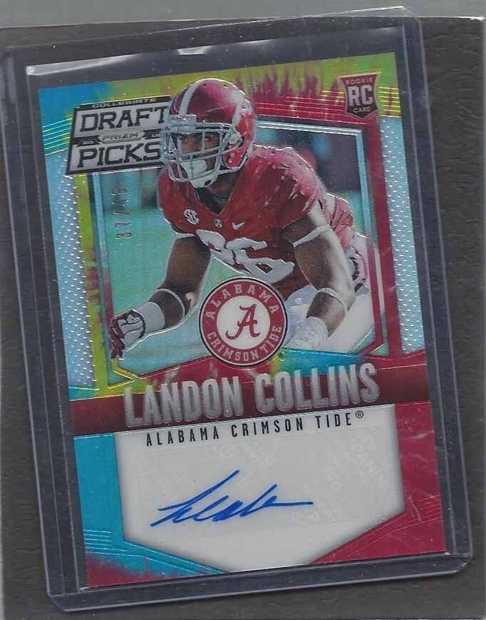 LANDON COLLINS 2015 PANINI PRIZM DRAFT PICKS TIE DYE PRIZMS AUTO RC #D 37/49