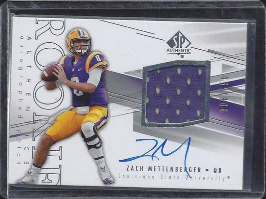 1/1 ZACH METTENBERGER 2014 SP AUTHENTIC RPA LSU PATCH AUTO RC #D 8/550 HIS JSY#8