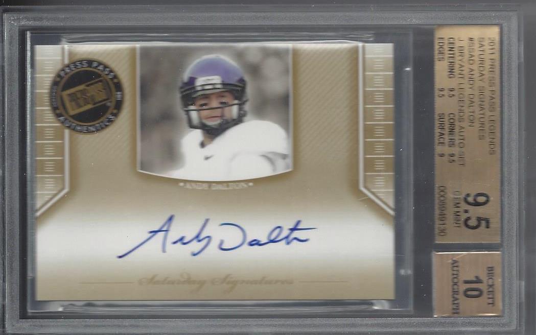 ANDY DALTON 2011 PRESS PASS LEGENDS SATURDAY SIGS J BRYANT AUTO SET BGS 9.5 10