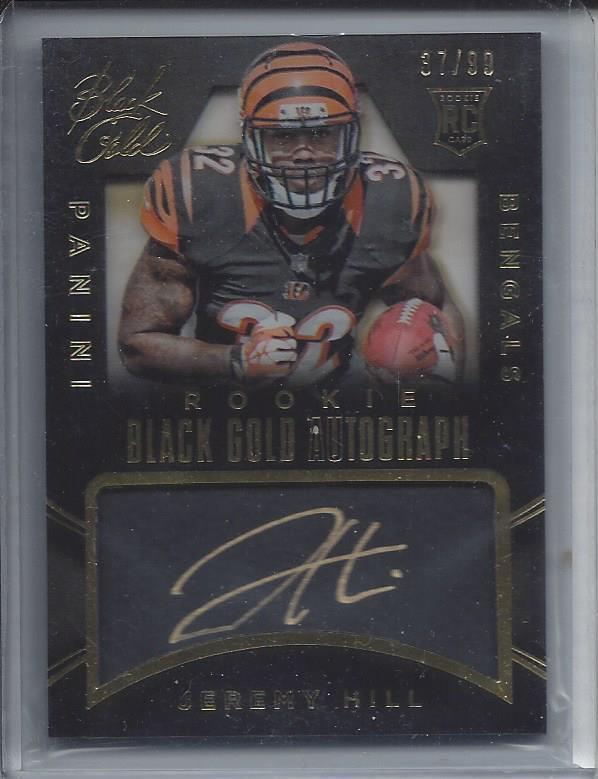 JEREMY HILL 2014 BLACK GOLD ROOKIE GOLD INK BENGALS ON CARD AUTO RC #D 37/99