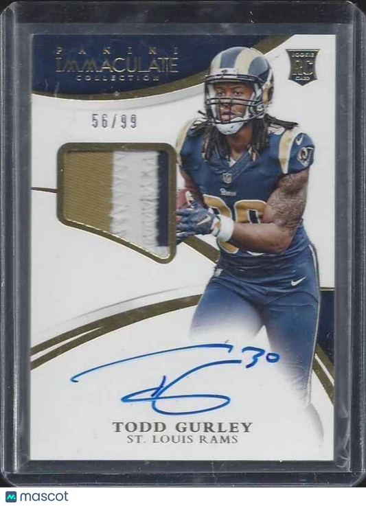 TODD GURLEY 2014 IMMACULATE RPA RAME MULTICOLOR ROOKIE PATCH ON CARD AUTO RC /99