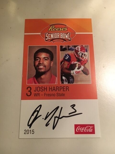JOSH HARPER 2015 REESE'S SENIOR BOWL 3X5 FRESNO STATE AUTOGRAPHED CARD QTY