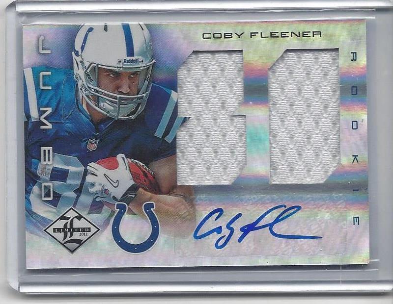 COBY FLEENER 2012 LIMITED JUMBO JERSEY NUMBER DUAL JERSEY AUTO RC #D 27/49