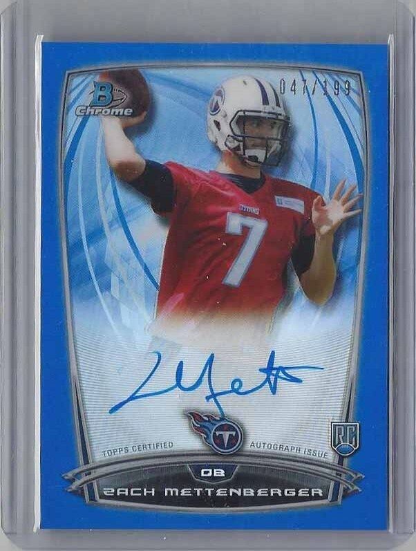 ZACH METTENBERGER 2014 BOWMAN CHROME BLUE REFRACTOR ROOKIE AUTO RC #D 47/199