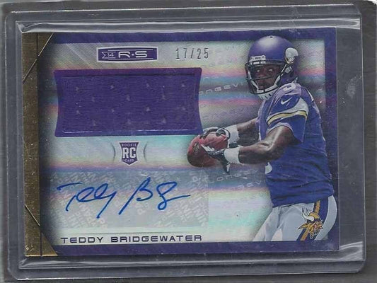 TEDDY BRIDGEWATER 2014 ROOKIES & STARS LONGEVITY ROOKIE JERSEY AUTO RC #D 17/25